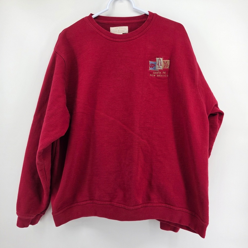 Vintage Camp David Santa Fe New Mexico Sweatshirt XL Red Cotton Crewneck 2164